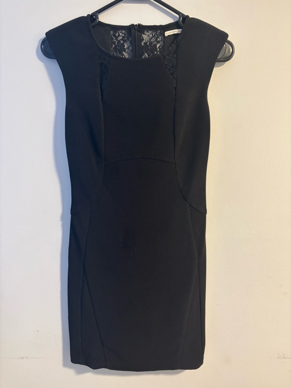 Classic Black Sheath Dress with Lace Detail